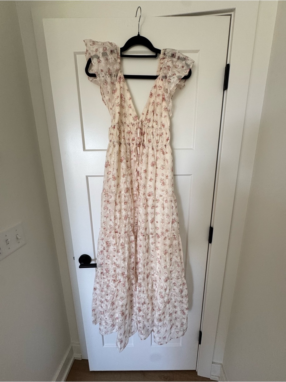 Altar'd State Cream Maxi Dress with Pink Floral Print